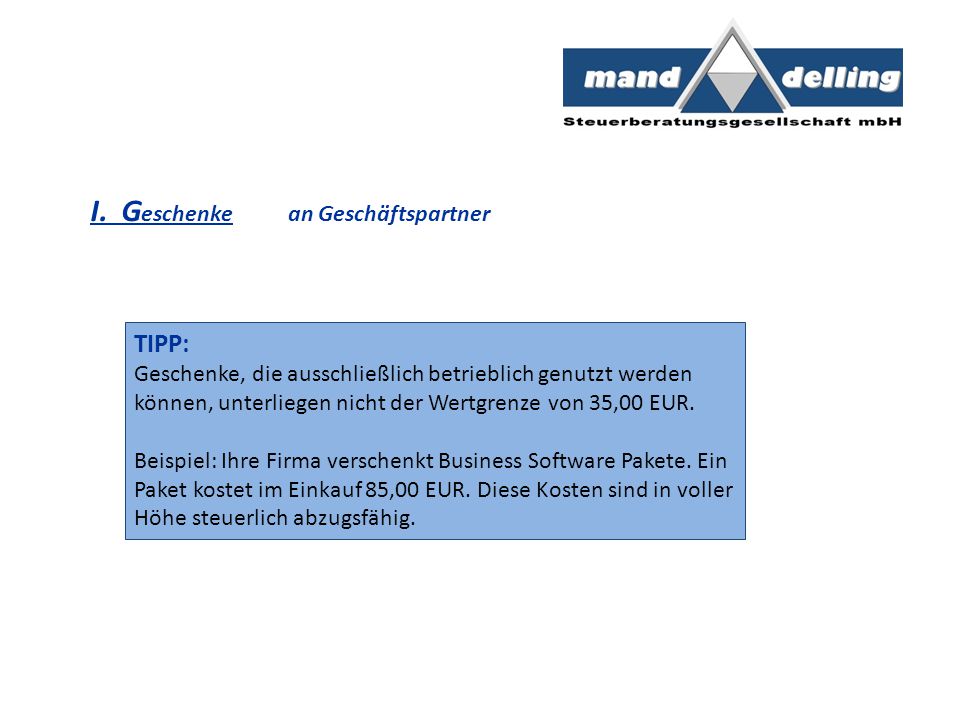 geschenke ausschließlich betrieblich genutzt